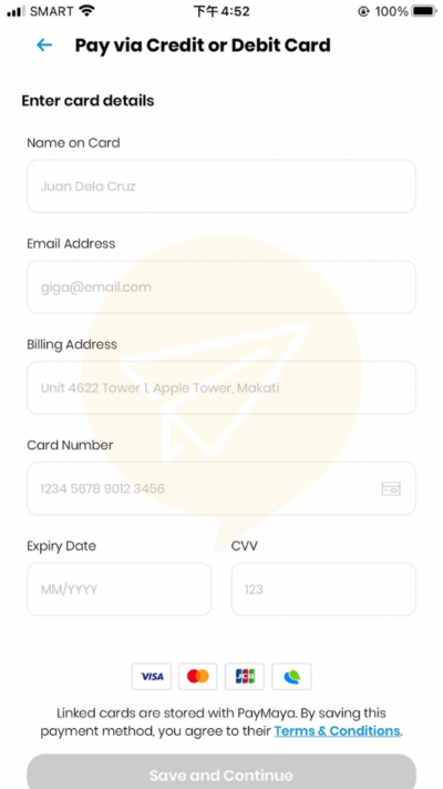 Smart app,輸入您的信用卡資料後即可付款囉!
