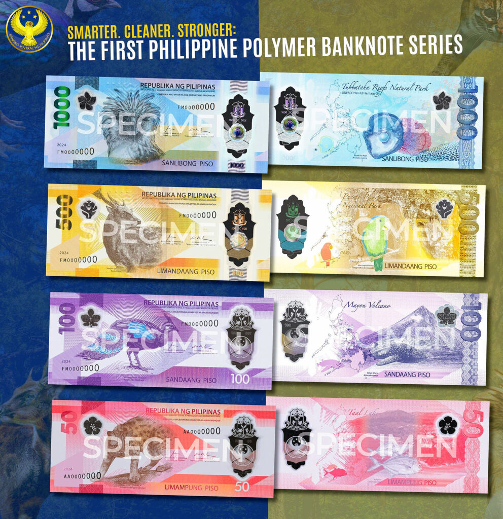最新菲律賓紙鈔-資料來源Bangko Sentral ng Pilipinas 最新菲律賓紙鈔